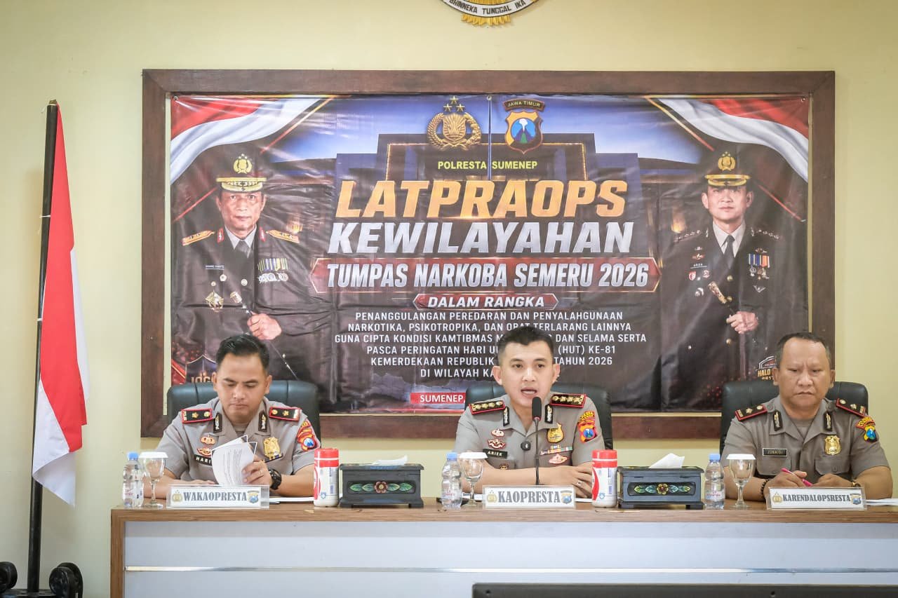 Komitmen Bersih dari Narkoba, Polresta Sumenep Gelar Latpraops Tumpas Narkoba Semeru 2026